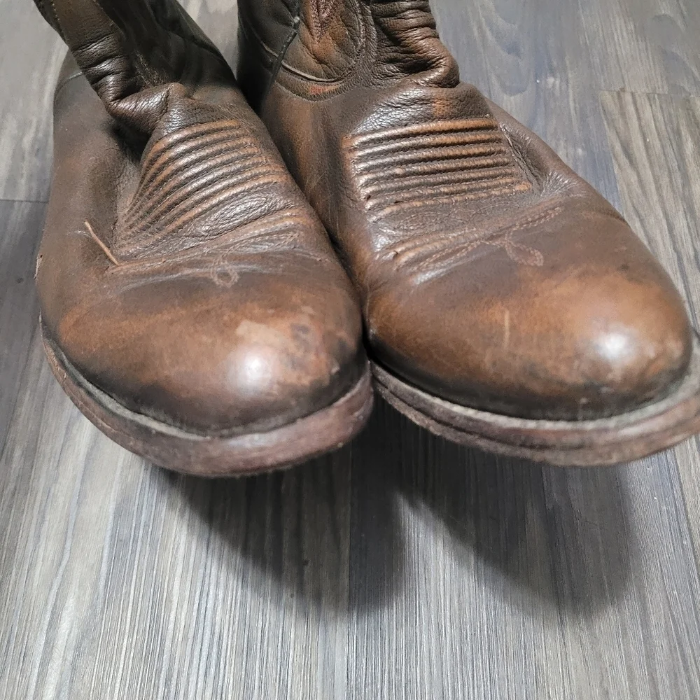 Tanner Mark Ruston Imitation Caiman Belly Mens 8 Brown Western Cowboy Boots